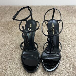 Saint Laurent Women's Cassandra Sandals - Black - Size 37.5 EU, Size 7.5 US